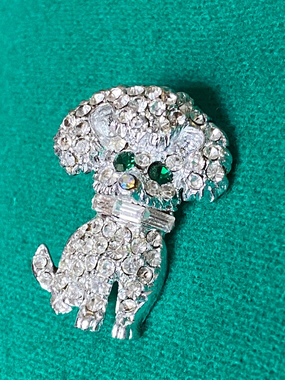 Rhinestone Poodle Pin/ Rhinestone Dog/ Small Dog … - image 1