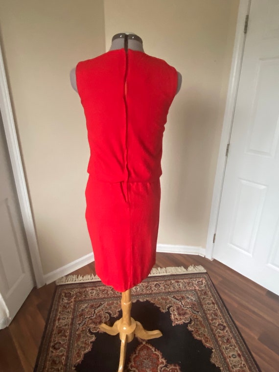Red Sheath Dress, Red Wool Sheath, 60s Red Dress,… - image 6