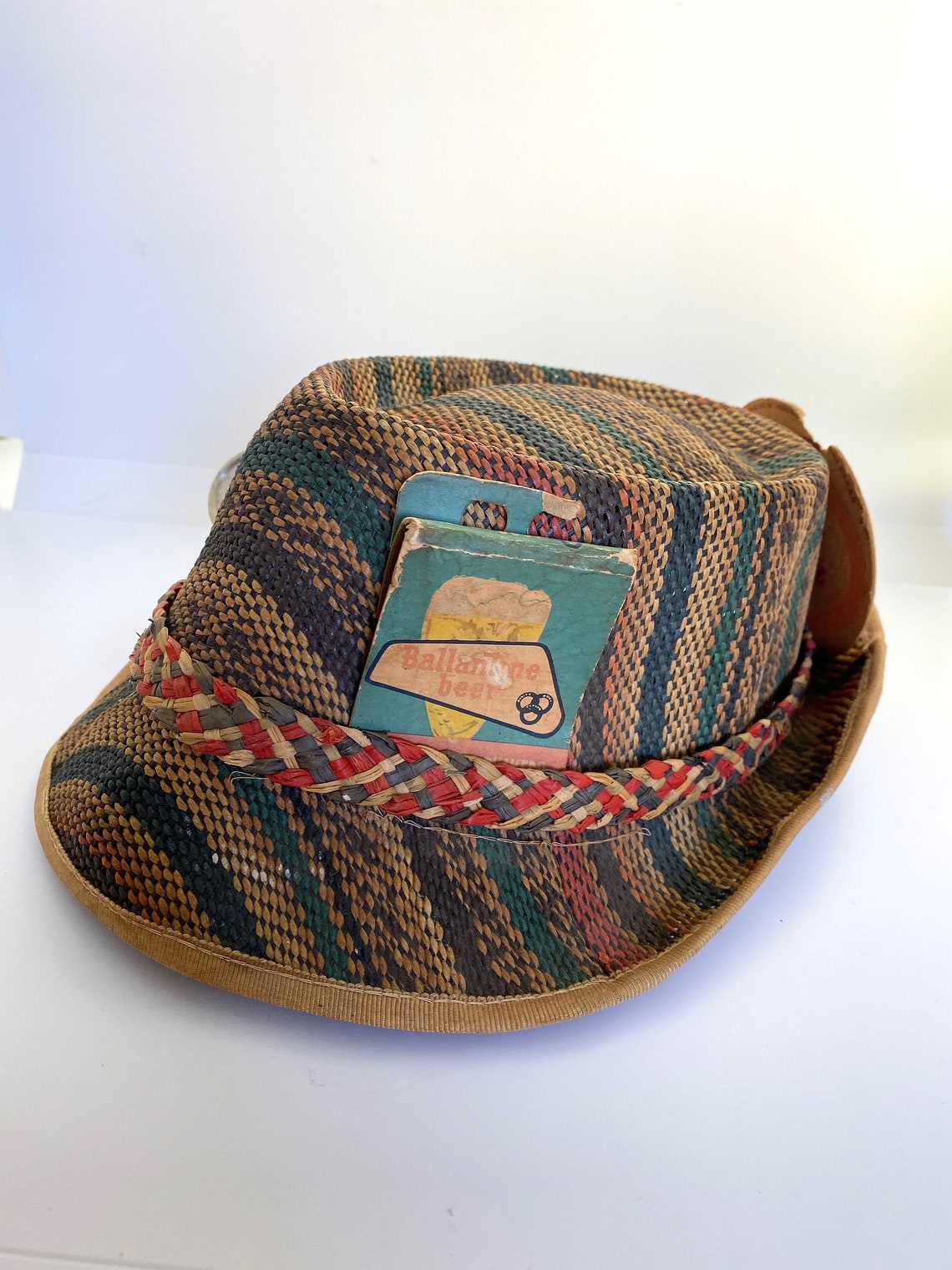 Vintage Straw Beer Hat w/Advertising Rockabilly Mens hat Mens Etsy