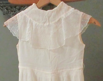 1940's Silk Point d' Esprit Lace Shawl Collar Wedding Blouse Slip