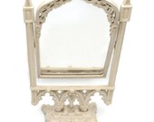 Antique White Cast Metal Vanity Tilt Mirror