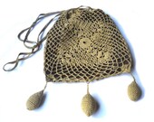 Antique Lace Tassel Pouch Purse Hand Crochet