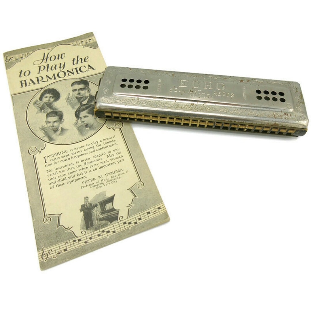 German Harmonica M Hohner Echo Bell Metal Reed Double Sided 1930's Etsy