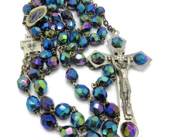 Rosary Aurora Borealis Crystal Beads Alpacca Silver Roma