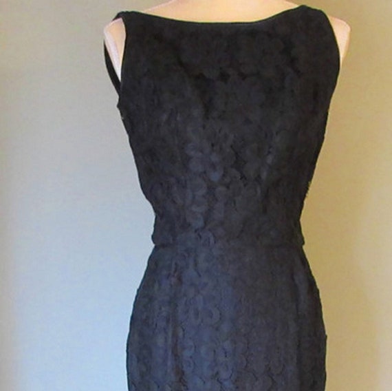 1950's Black Rose Lace Floor Length Gown Elissa O… - image 1