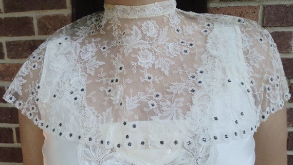 1930's Art Deco Floral Lace Paste Rhinestone Weddi