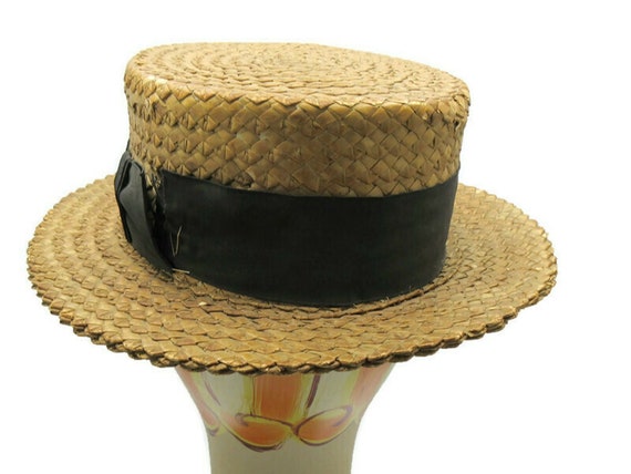 Straw Boater Hat Maremont Chicago Early 1920's Si… - image 3