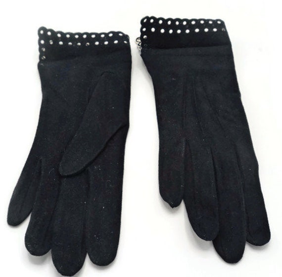 MCM French Gloves Black Suede Ivory White Kid Lea… - image 8