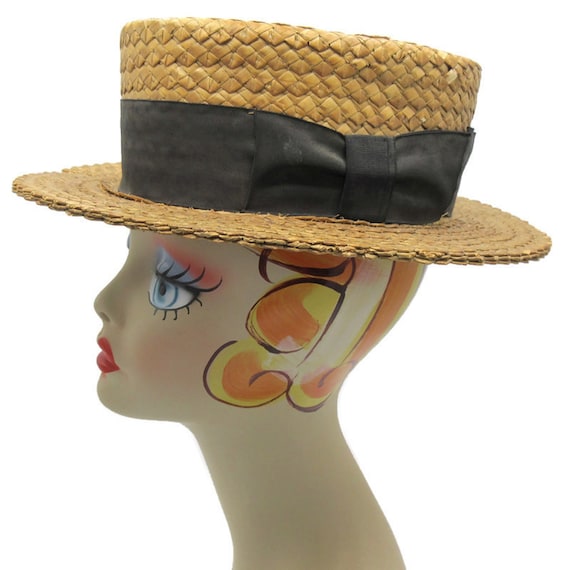 Straw Boater Hat Maremont Chicago Early 1920's Si… - image 1