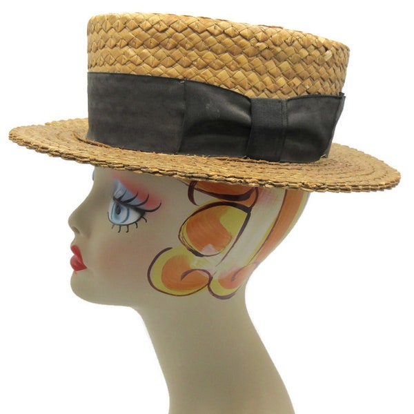 Straw Boater Hat Maremont Chicago Early 1920's Size 7