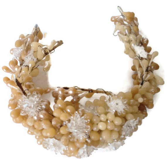 Antique French Tiara Wax Bridal Crown Floral Wedd… - image 1