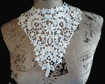 Antique Guipure Schiffli Lace Collar Bodice Piece Handmade Gorgeous
