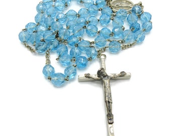 Sky Blue Glass Rosary Beads Catholic Faith