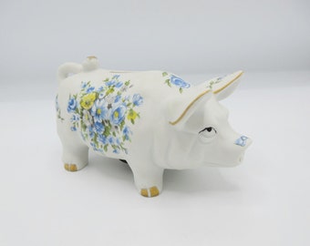 Porcelain Piggy Bank Hand Painted Floral