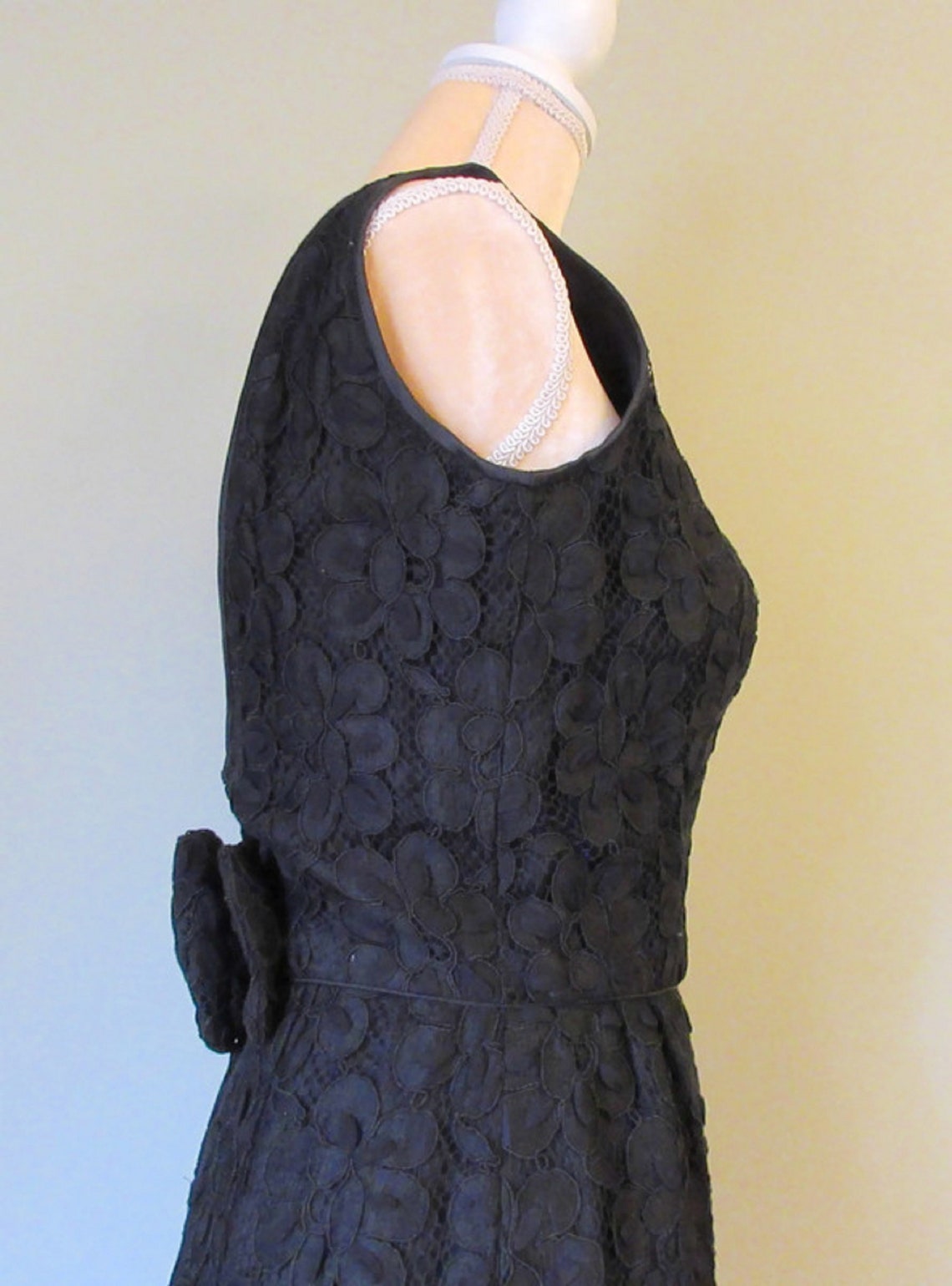 1950's Black Rose Lace Floor Length Gown Elissa of - Etsy