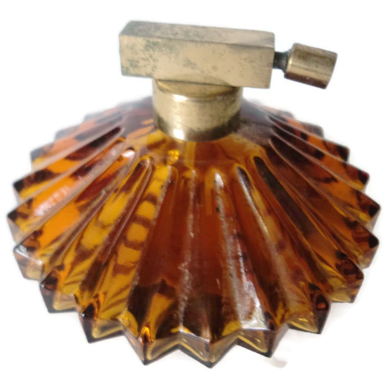 1940's Amber Glass Fluted Atomizer Perfume Bottle Etsy