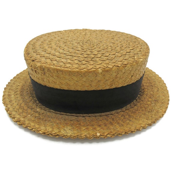 Straw Boater Hat Maremont Chicago Early 1920's Si… - image 7