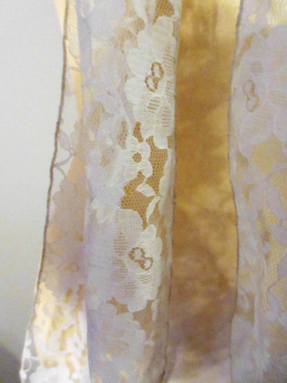 Ivory French Lace On Tulle Long Scarf Belt Wrap G… - image 9