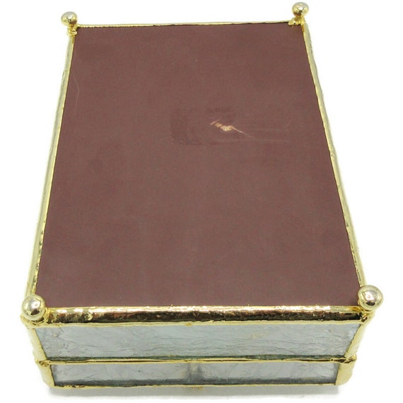 Floral Etched Glass Jewelry Box Gem