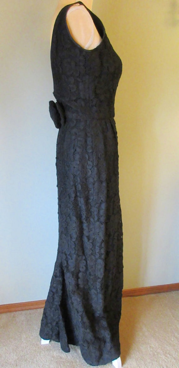 1950's Black Rose Lace Floor Length Gown Elissa O… - image 3