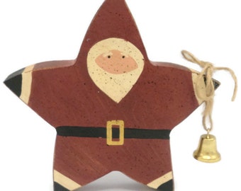 Vintage Handmade Folk Art Santa Star Christmas Holiday Decoration