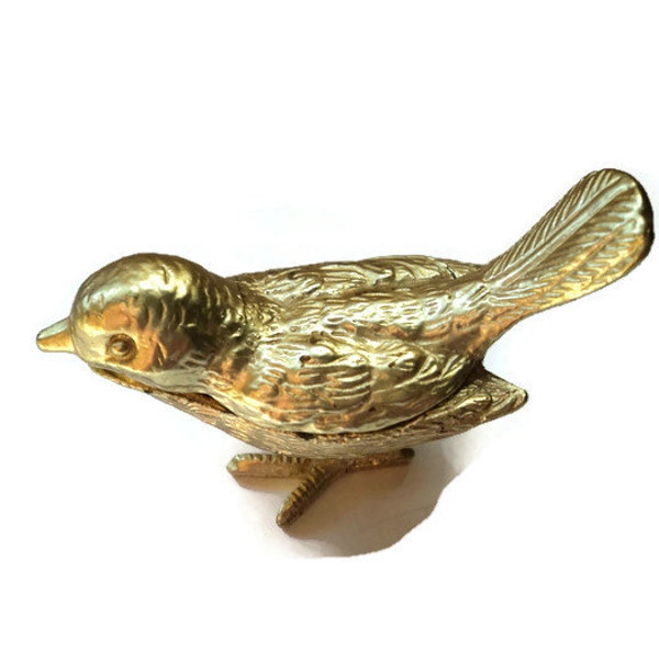 Vintage Florenza Gold  Bird Saccharin Tablet Dispenser Trinket Box