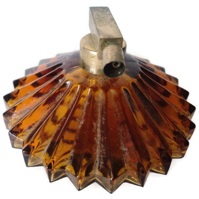 1940's Amber Glass Fluted Atomizer Perfume Bottle Etsy