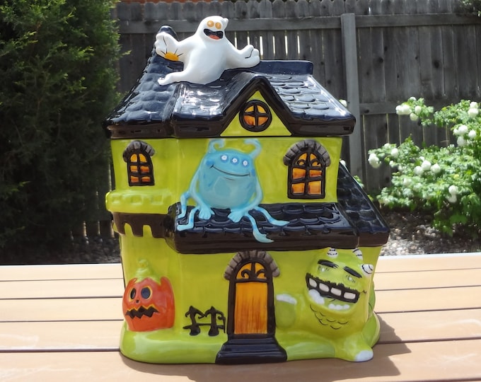 COOKIE JAR Haunted House, Ghosts and Goblins, Pumpkins, Halloween - Etsy