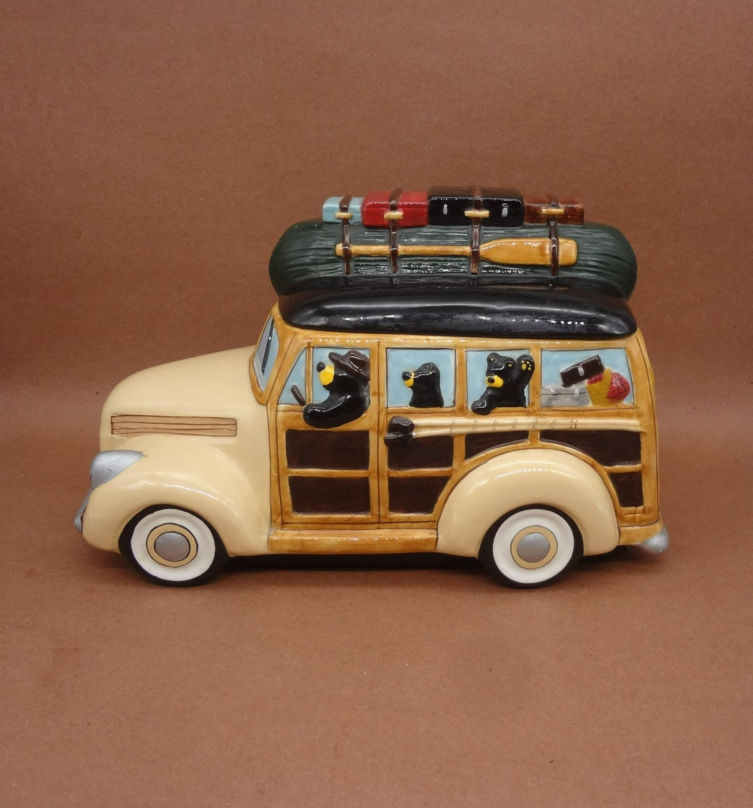 COOKIE JAR Woody Wagon, Station Wagon, Bears on Board, Bearfoots, Blue