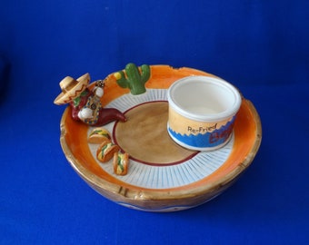 Terra Cotta Ceramic Serving Set Southwest Style Chip and Dip Set Vintage Serving Set