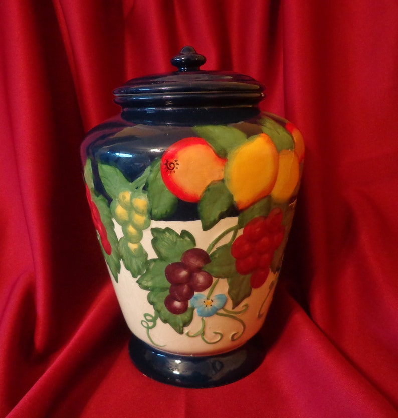 COOKIE JAR BISCOTTI Nonni's of China Deep Blue Fruit Etsy