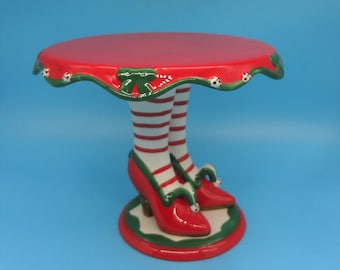 PIE / CAKE Stand   *  Elf Legs, Shoes,  Holiday  Cake, Pie, Desserts,  Magenta Designer Collection  RARE