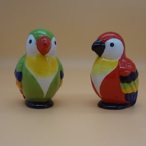 New Green Scarlet Macaw Parrot Wine Bottle and Salt Pepper Shakers