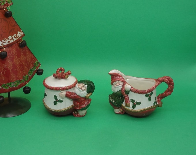 CREAMER & SUGAR Christmas Elves, Fitz and Floyd, 1989 Etsy