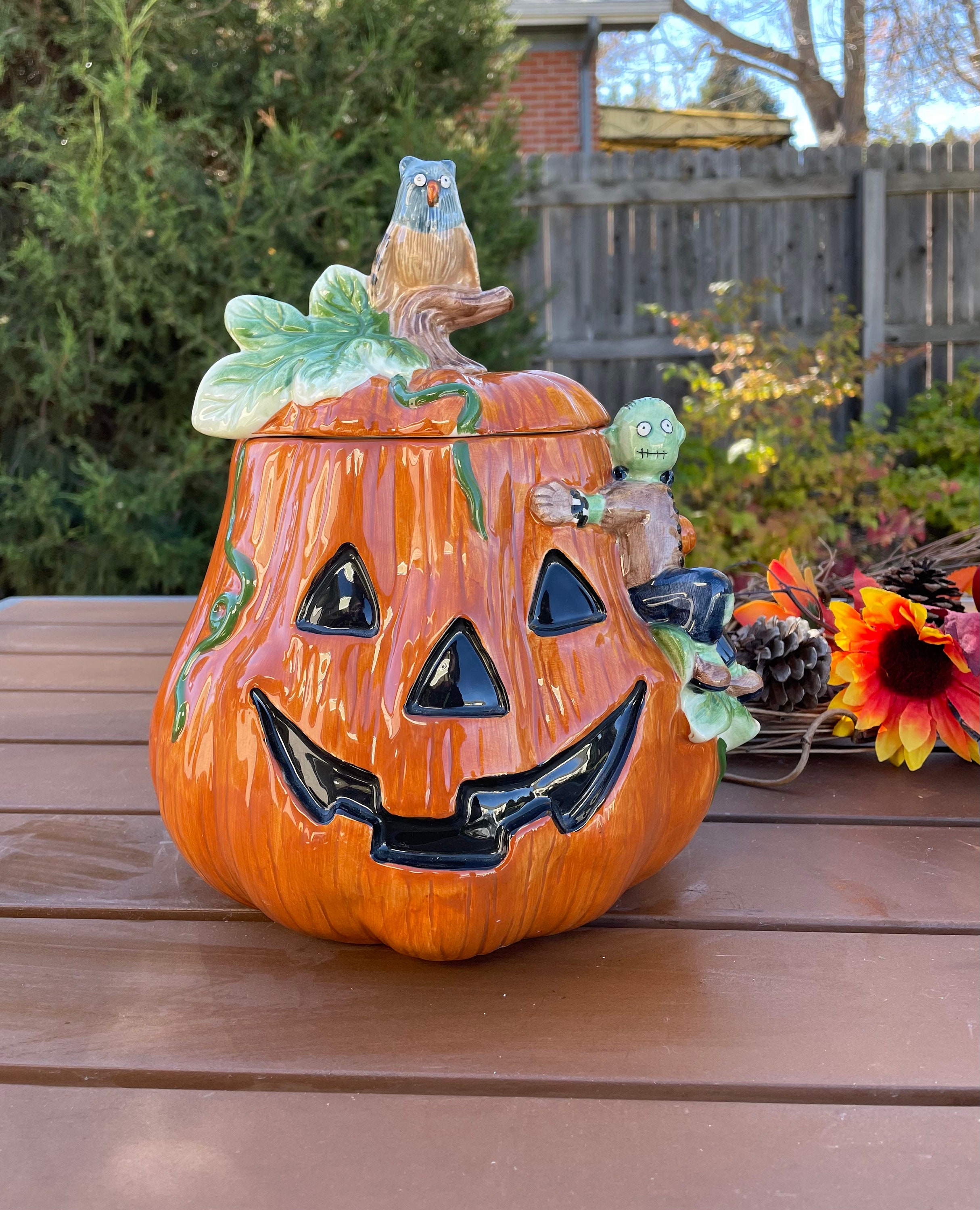 COOKIE JAR * Pumpkin Halloween Debbie Mumm Sakura 1998 - Etsy