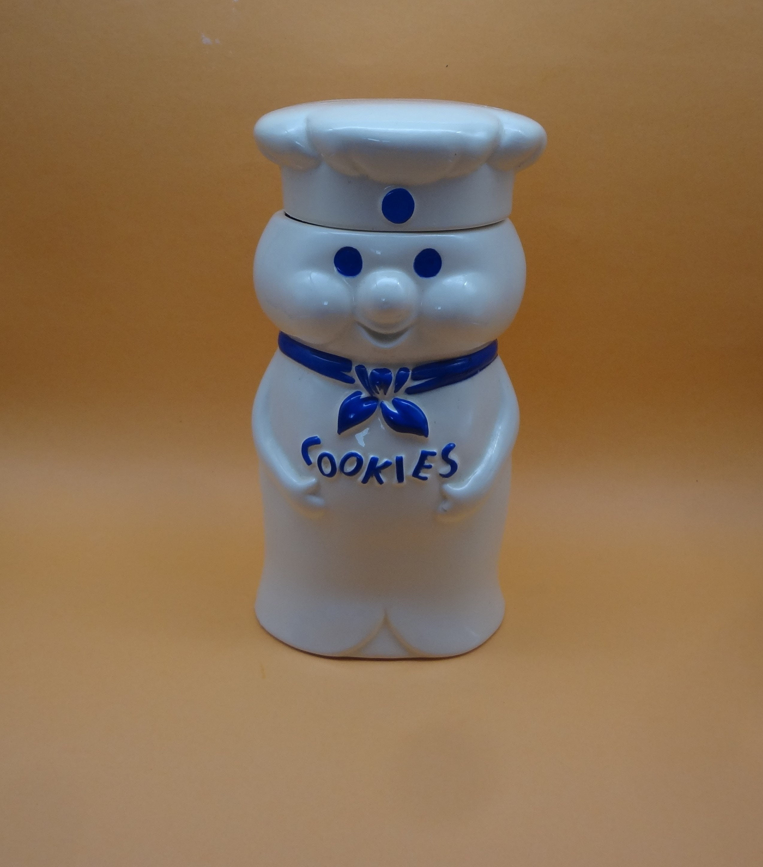 Vintage 1973 Pillsbury Poppin Fresh Ceramic Cookie Jar with Original Box. RARE