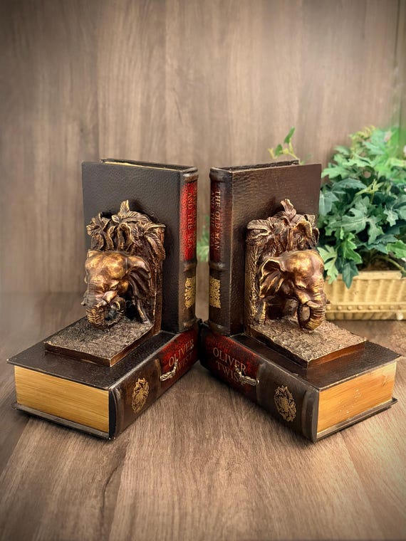 BOOKENDS ~ Oliver Twist, Literature and Elephants, Open Drawers - Etsy