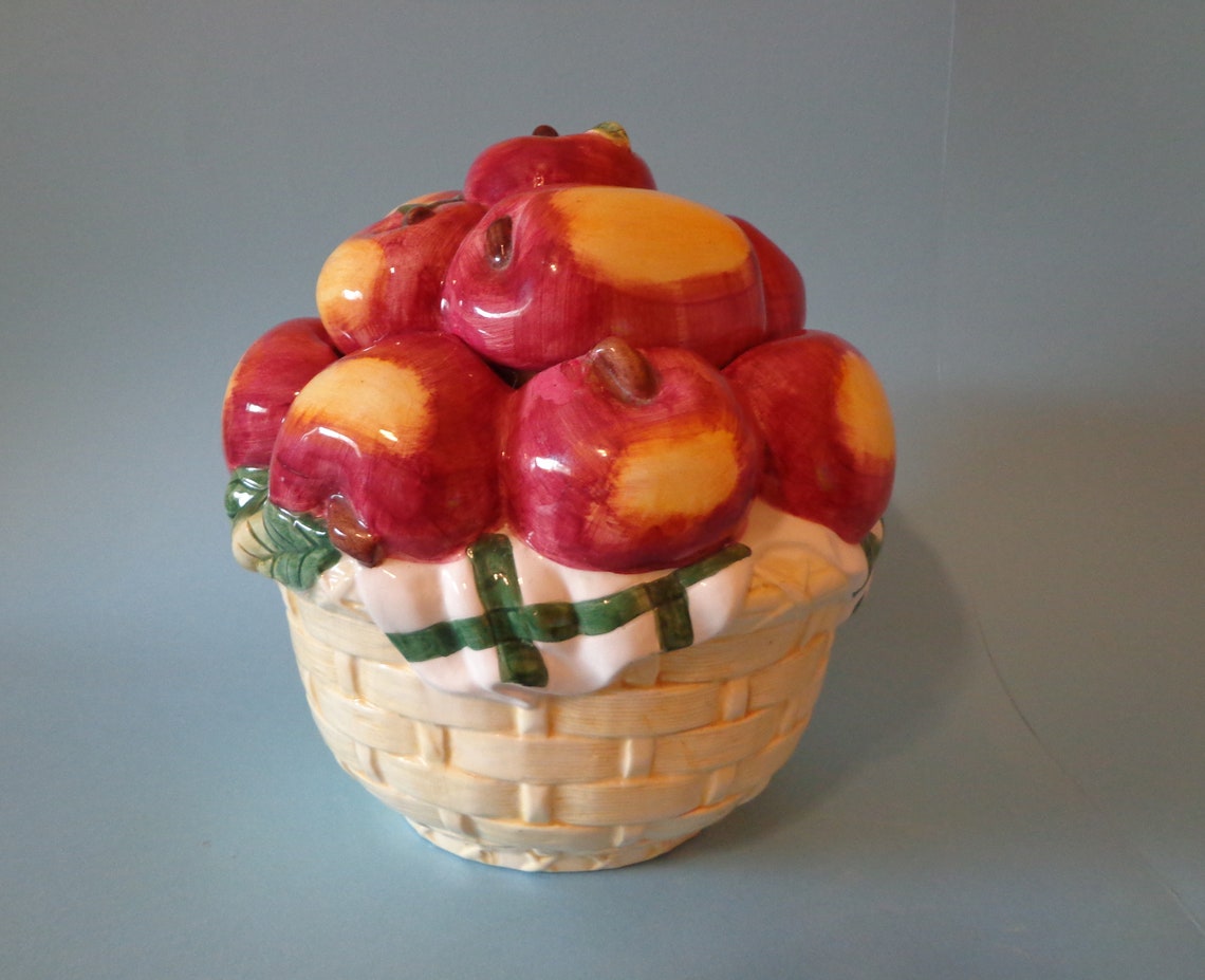 COOKIE JAR Apples Basket Full of Delicious Apples Weaved Etsy