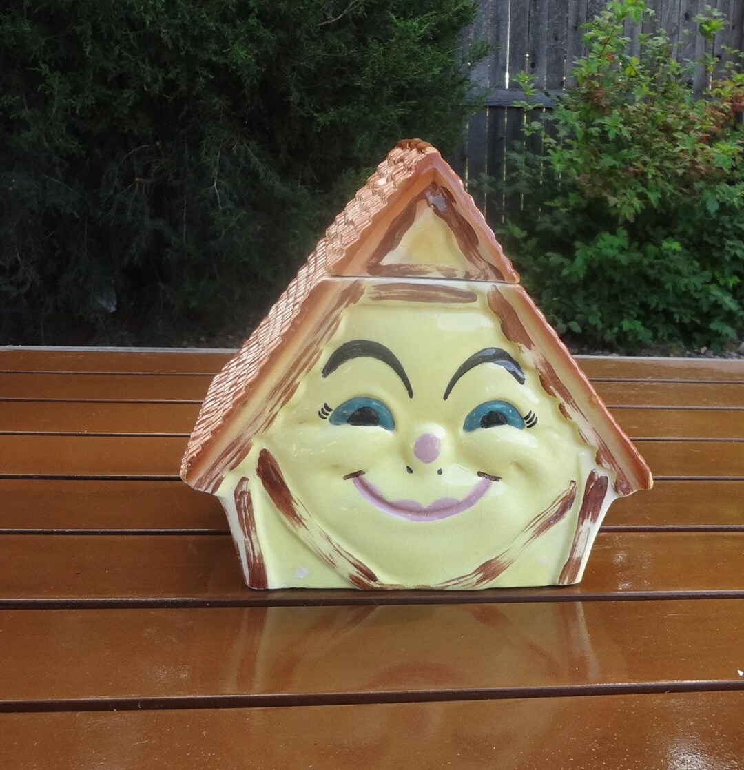 COOKIE JAR Smiley House Bright Happy Smile Vintage 1951 Etsy