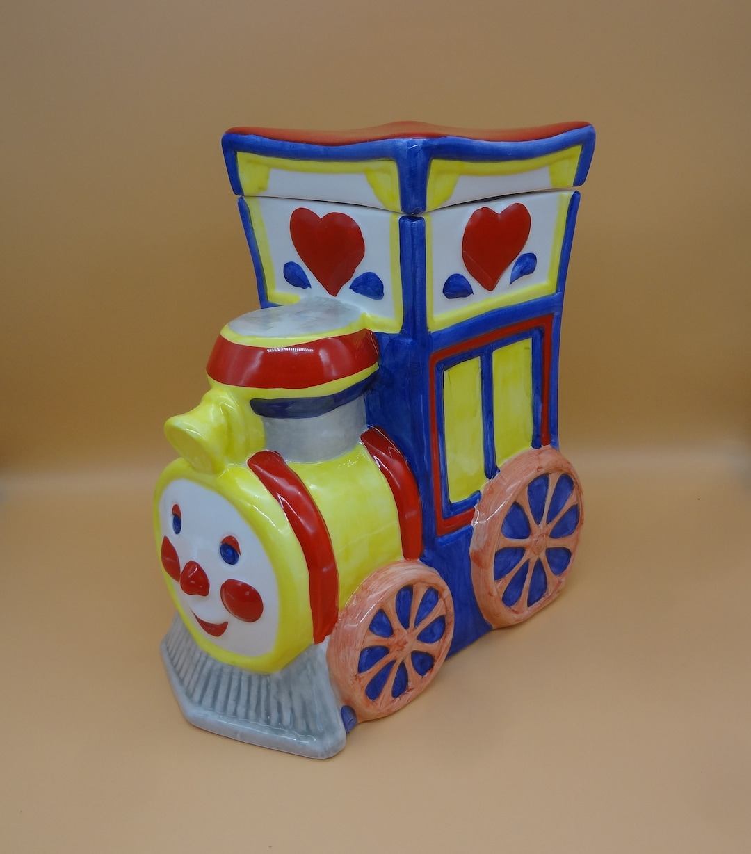 COOKIE JAR Locomotive Train, Jay Import, Vintage Colorful Choo Choo