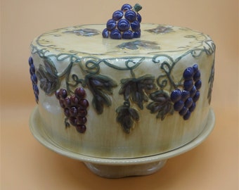 CAKE PLATE  *  Noble Excellence,  Meritage,  12" Footed,  Grapes Theme