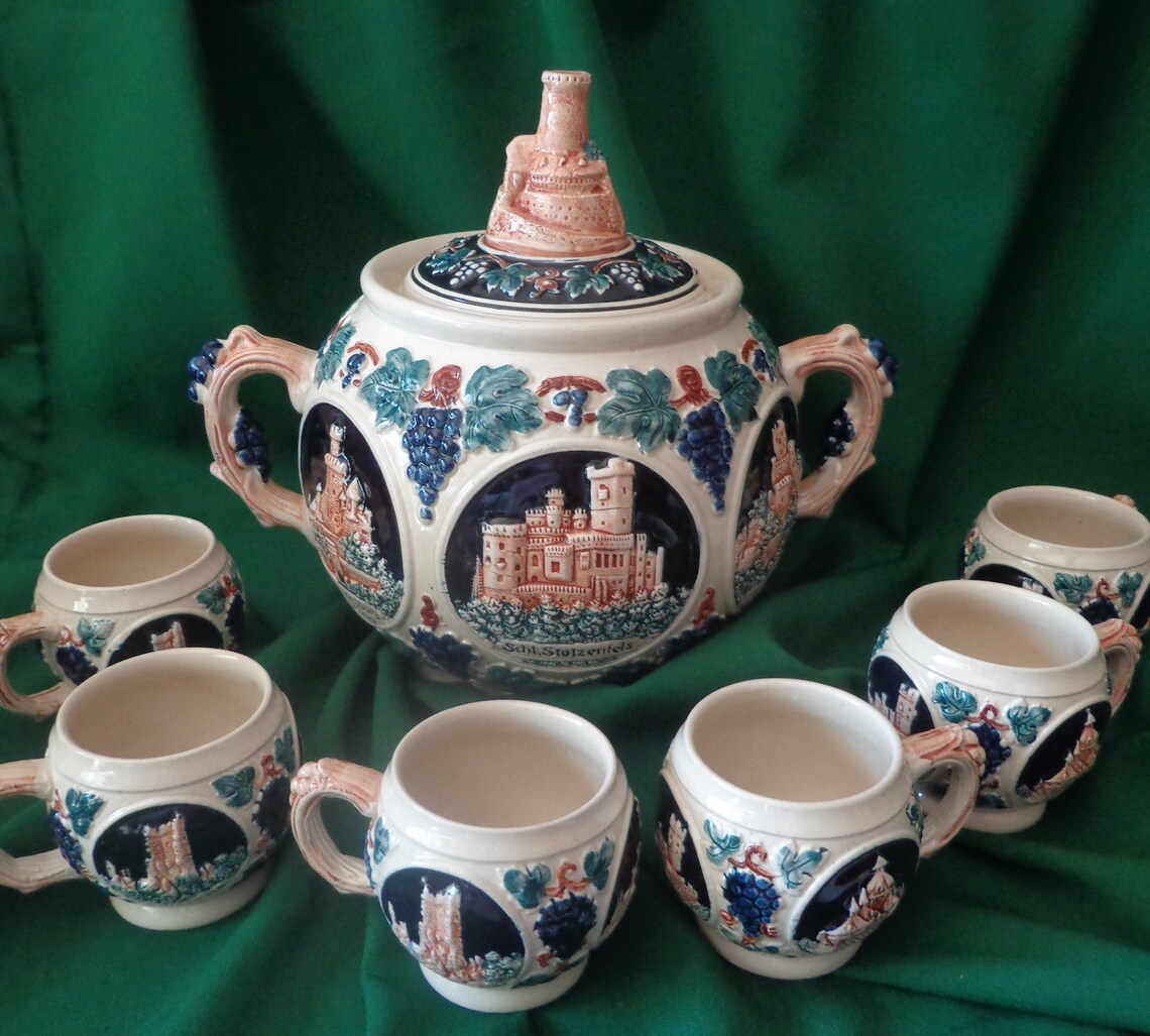 TUREEN GERMAN SOUP / Punch Bowl with Six Cups Castles Etsy