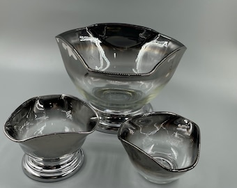 CHIP & DIP > Silver Lustreware  3 piece
