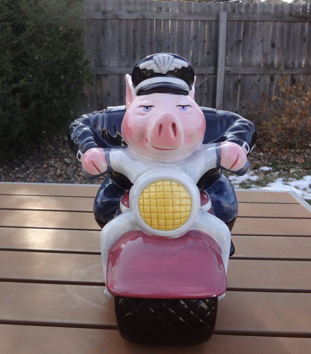 COOKIE JAR ~~ PIG, 1996 Clay Art Road Hog on a Motorcycle - Etsy