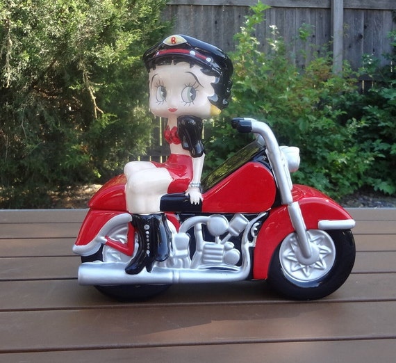 COOKIE JAR * Betty Boop on a Red Motorcycle, Red Bikini, RARE - Etsy