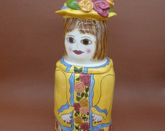 COOKIE JAR *  Susan Paley by Ganz,  "Minna" with Yellow Dress, Floral Hat