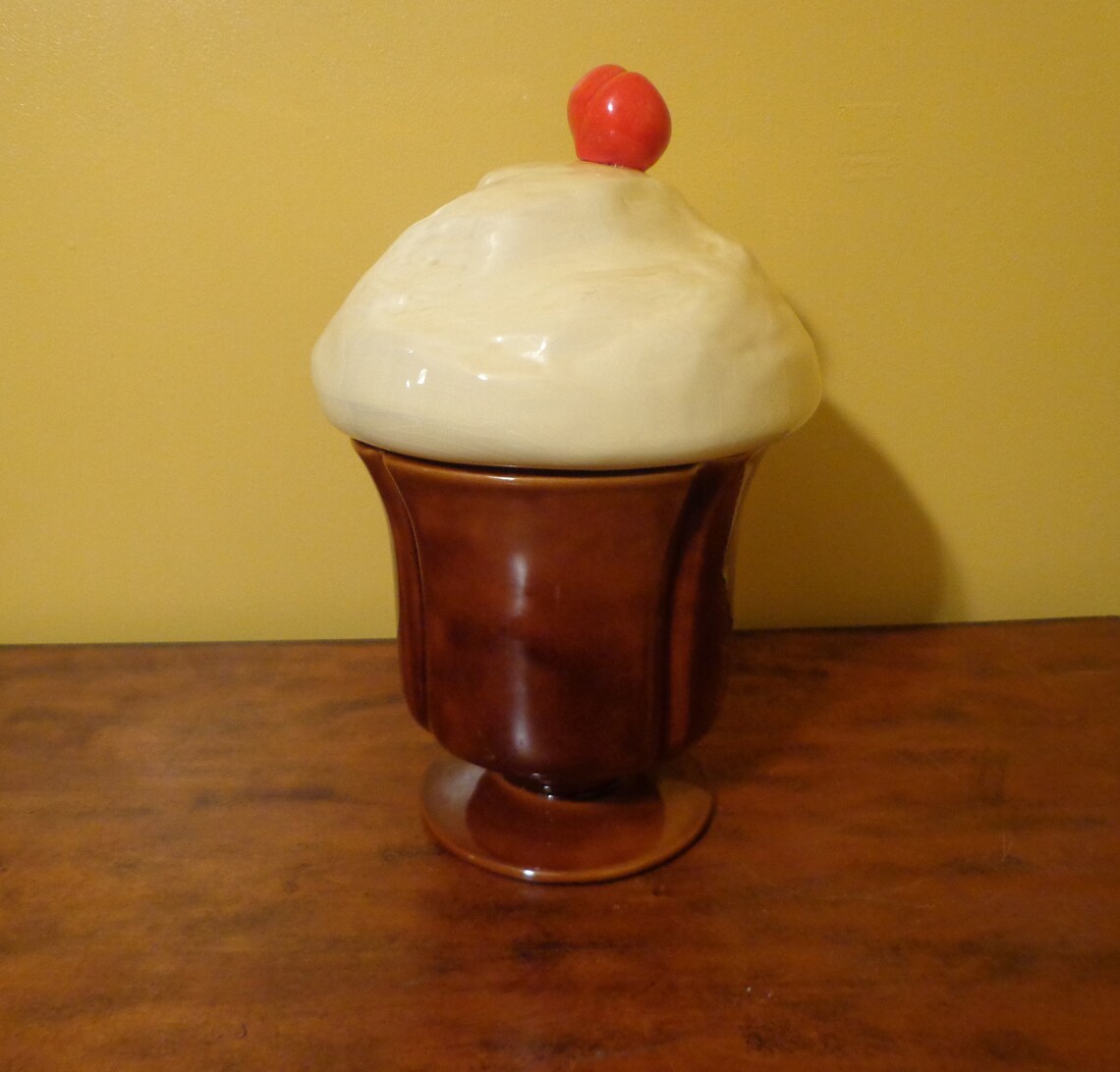 COOKIE JAR Ice Cream Sundae Float Vintage '66 Hard Etsy
