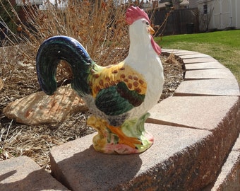 FIGURINE  ~~  ROOSTER,  Statuesque, Large,  Heavy,  Multicolored