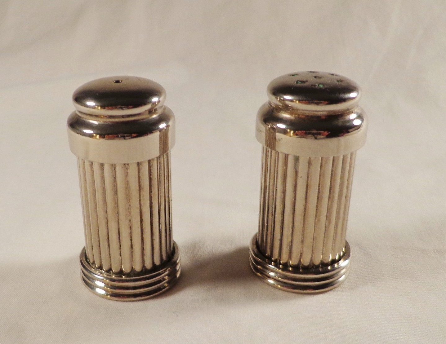 Salt and Pepper Shaker Set Chrome/Metal plastic insert Etsy