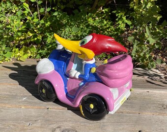 COOKIE JAR * Woody Woodpecker Car, RARE, Very good condition 11”x9”x7.